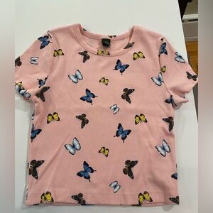 Women /juniors wild Fable pink short sleeve butterfly top size M